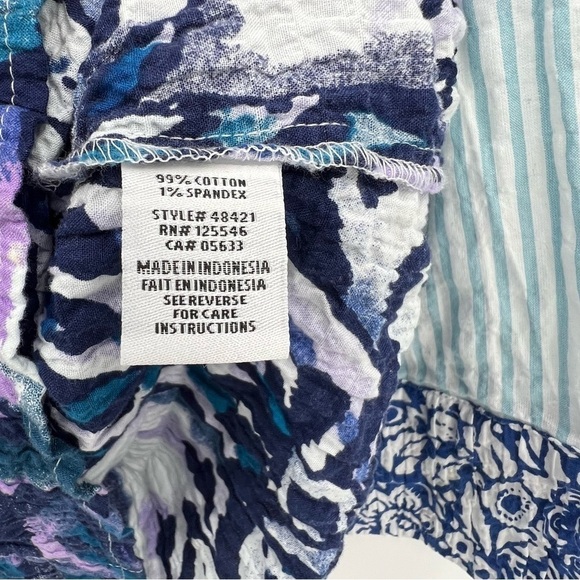 Habitat Stir It Up Shaped Shirt Multi Textured Crinkle Prints Florals Plaids S - Picture 9 of 10